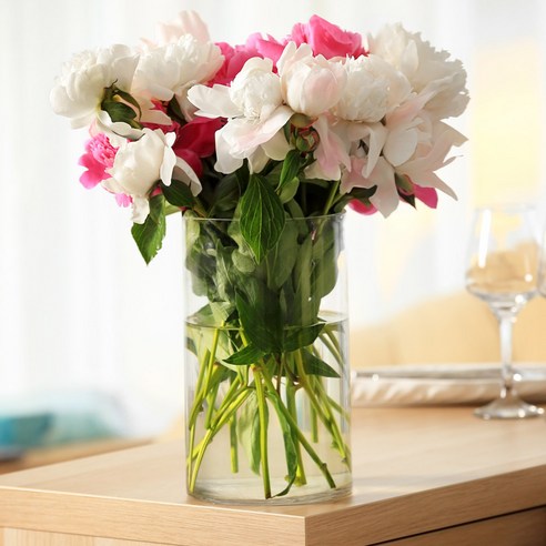 우아함과 내구성을 겸비한 잎새리빙의 원통형 대형 유리 화병