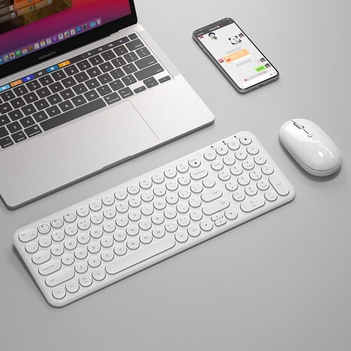 [시요] 블루투스 호환 무선 키보드 마우스 세트 PC 게이머 충전식 게임 키보드 마우스 태블릿 iPad 전화 노트북, White Set, 하나, 하나