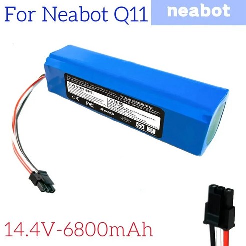 A 브랜드 오리지널 Q11 로봇 진공 청소기 Neabot 리튬 이온 배터리에 적합 교체 액세서리. 14.4V 6800mAh, 4)2pcs 6800mAh, 4) 2pcs 6800mAh