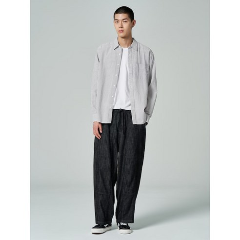 에잇세컨즈 절개변형 경량 밴딩 데님 팬츠 - 블랙 R176233