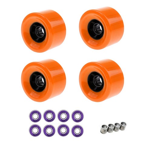 Retemporel STRIKATE 4 개 83Mm 롱보드 휠(베어링 및 스페이서 포함) 콤보 82A PU 휠 오렌지, 주황색
