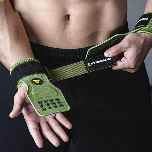 FitterGear 헬스보호대 아모르 리프팅그립 헬스 손목보호대, 카키