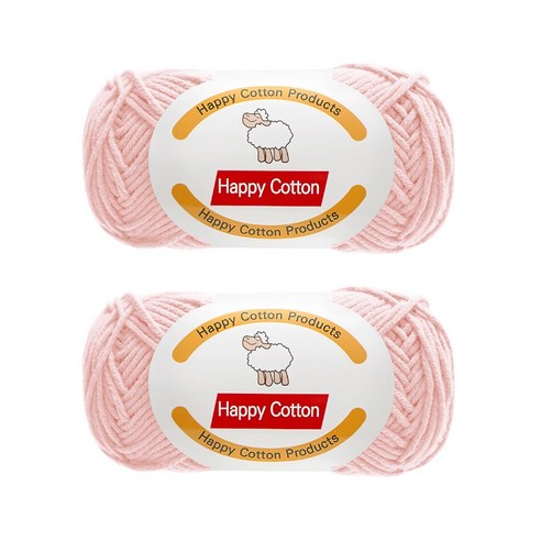 울클럽 해피코튼 뜨개실 45g 2볼 (총 90g), 베이비핑크