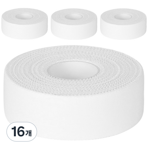 파쿠스 스포츠 면 테이프 씨테이프 C-TAPE 화이트 2.5cm x 13.7m, 16개, 1개입