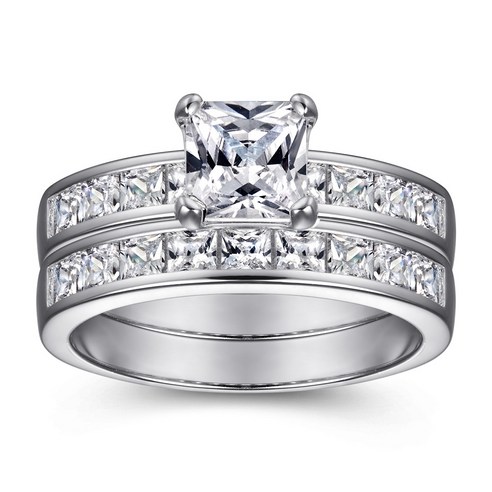 KORELAN 미주 925 순은 반지 여자 지르콘 모조 다이아몬드 반지 패션 프러포즈 세트