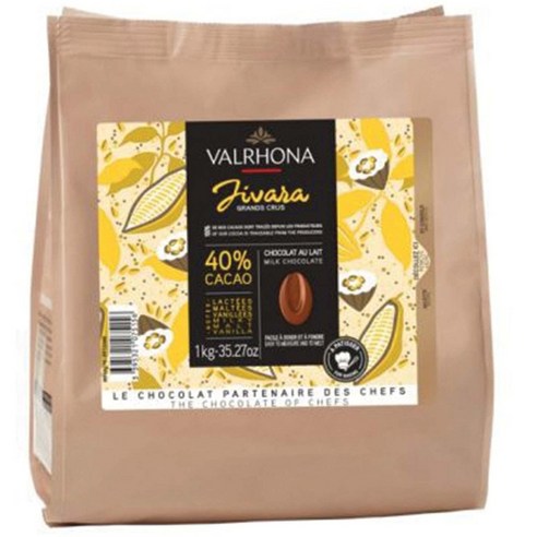 프랑스 발로나 Valrhona Jivara Chocolate 40% 카카오 지바라 그랑 크뤼 카카오 밀크 초콜릿 250g, 1개