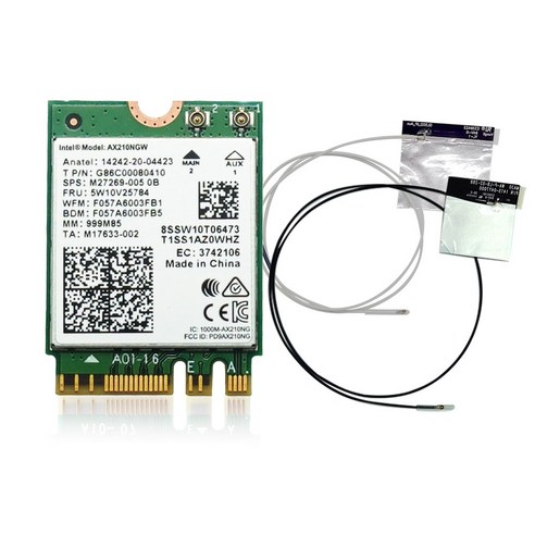 인텔 AX210NGW Wifi 6E 무선랜카드 (부착형안테나 + 케이블 포함)