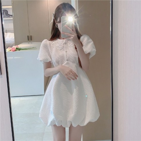 퍼프소매 퐁퐁스커트 뺑소니 인형넥 중공업 원피스 AMJ 엘레강스 반지