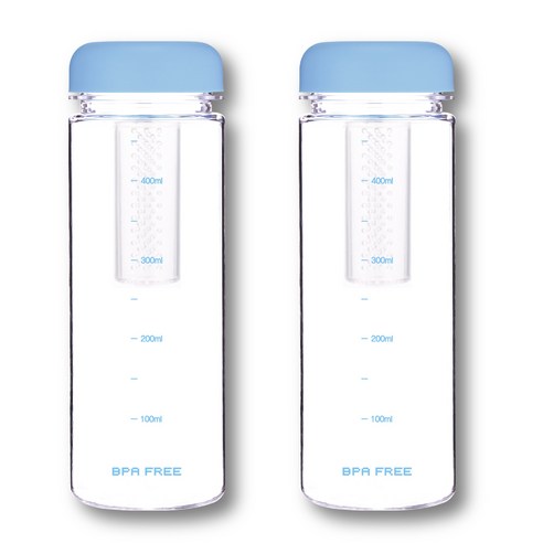 위드 국산 눈금물병 차거름망 트라이탄 티보틀 컬러캡, 2개, 500ml, 블루