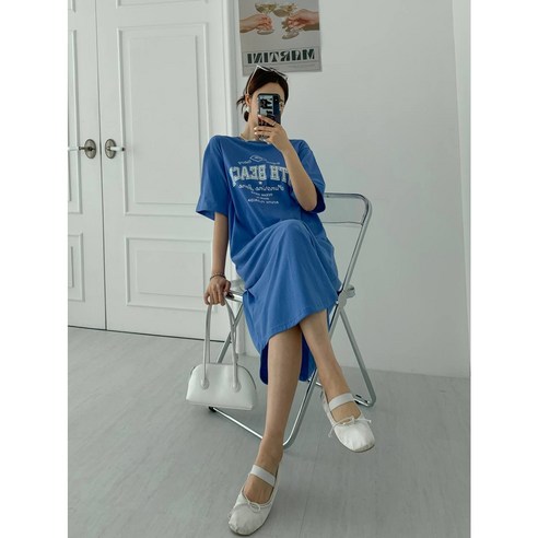 여름에 완벽한 스타일 연출: 글로리원 여성 데일리 루즈핏 나염 비치 롱 반팔 원피스