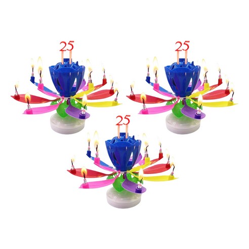 아이템하우스 생일축하 멜로디 연꽃초 + 숫자세트, 레인보우, 3개
