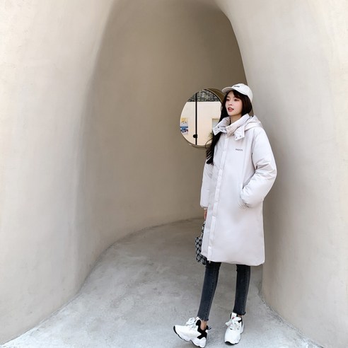 ANYOU 여성 후드 데일리 베이직 클래식 롱 패딩 겨울 캐주얼 루즈핏 패딩 코트