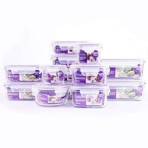 글라스락 밀폐용기 반찬통 26P 세트, 글라스락 26P