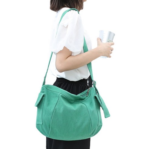 ANKRIC 수제가방 한국 버전의 캐주얼 아트 캔버스 가방 간단한 세척 물에 오래 된 숄더백 패션 복고풍 여성용 가방 만들기