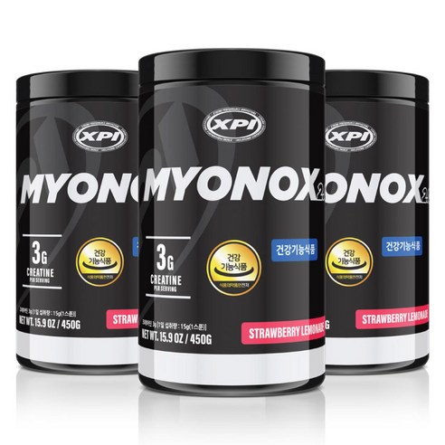 XPI 헬스부스터 마이오녹스 크레아틴 프리워크아웃 딸기레몬에이드맛, 450g, 3개
