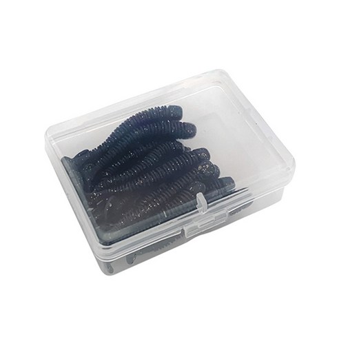 mc T 테일 소프트 루어 5cm 0.7g+플라스틱 박스, 블랙, 20개/팩, 5팩