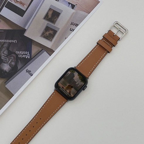 우먼스9999 애플워치 호환 싱글투어 가죽 스트랩, 38/40/41mm, 포브