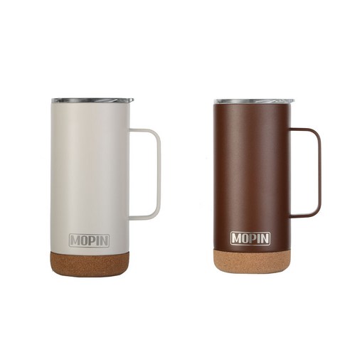 모핀 딤플 스탠 머그 텀블러 2개 셋트 보냉보온 473ml, 커피+아이보리