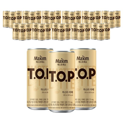 TOP 맥심 T.O.P 마스터 라떼, 200ml, 36개