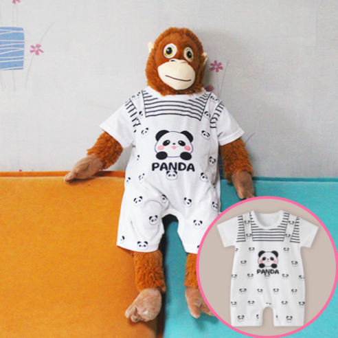 휘뚜마뚜 이케아 오랑우탄 인형 66cm 옷 오랑이 의상 소품 잠옷, 1개, 팬더 멜빵 옷, 43cm