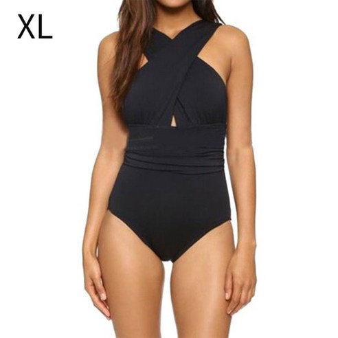 2021 섹시한 여성 수영복 빈티지 원피스 바디 슈트를 밀어 민소매 단색 검정 수영복 여성 Monokini 패딩 수영복, XL