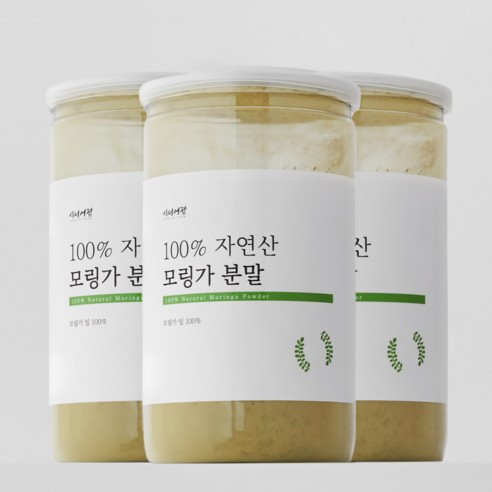 100% 프리미엄 모링가 잎 가루 분말 파우더, 3개, 250g