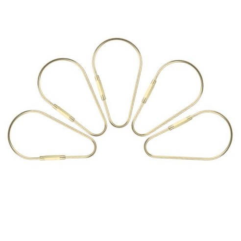 5pcs 패션 크리 에이 티브 내구성 황동 나사 잠금 키 링 타원형/d/a 모양 절묘한 키 체인, 골드