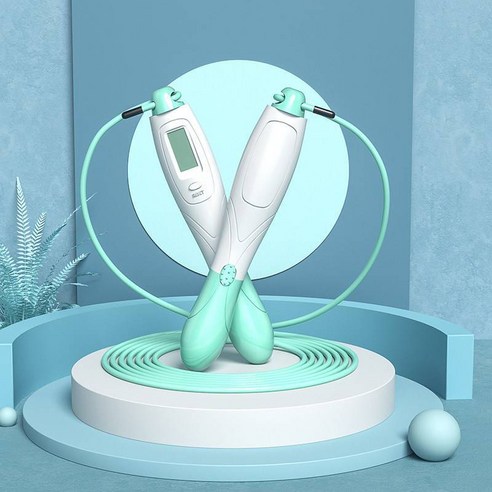 YAPOGI 노라인 줄넘기 헬스 운동용품 카운터 조절 가능 줄넘기, 하나, 그린 로프 스타일