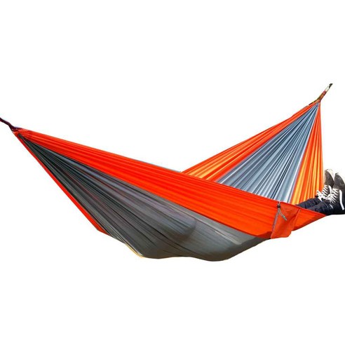 새로운 나일론 패브릭 해먹 낙하산 스윙 침대 두 사람 여행 캠핑 야외, 오렌지와 회색