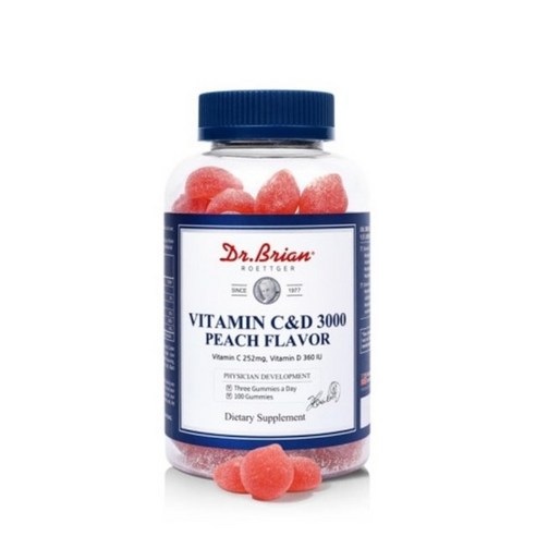 (NEW) 닥터브라이언 비타민C & D 3000 복숭아맛 3000mg x 100구미, 1개, 100정