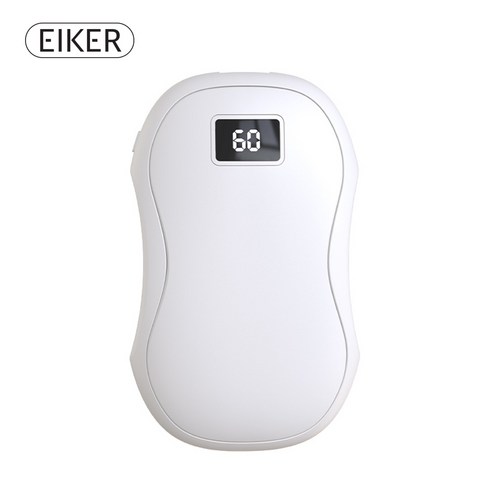 EIKER 듀이 핸드워머 양면 발열 휴대용 충전식 USB C타입 전기 손난로 보조배터리 5000mAh, 화이트