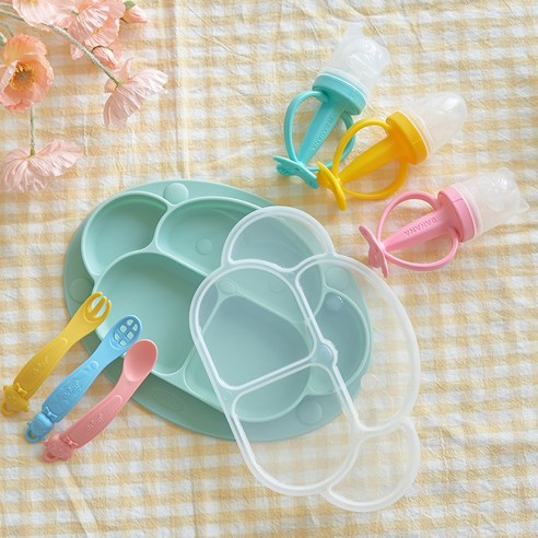 앙쥬 몽키 흡착식판 & 과즙망 세트: 안전하고 즐거운 이유식의 시작