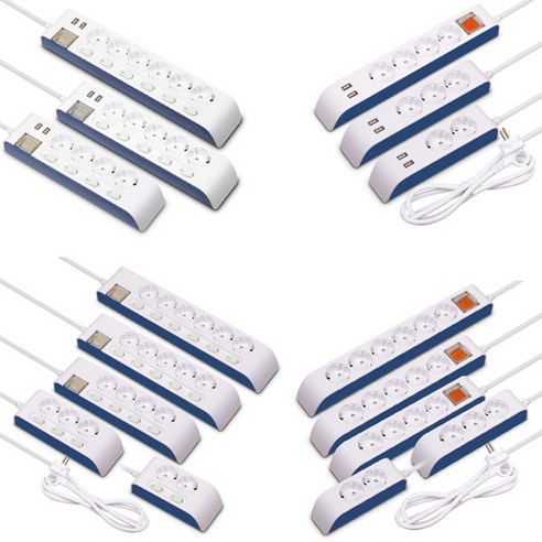 현대 국산 접지 개별 USB2포트 2구 3구 4구 5구 6구 과부하차단 통합스위치 1.5M 3M 5M 국내생산 절전형 디자인 멀티 콘센트, 하이탭 USB 개별+과부하차단4구, 1개