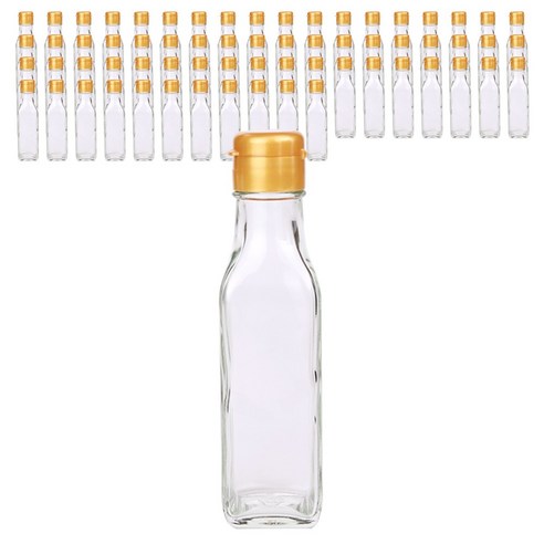 가인글로벌 사각기름병120FN 투명 유리병, 원터치캡(소) 골드, 66개, 120ml