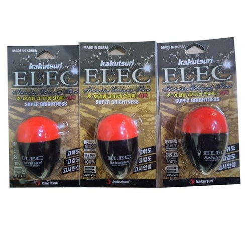 카쿠쯔리 elec 전자찌 3세트 감성돔 참돔 벵에돔 야간 선상 갯바위 전자찌 주야겸용찌, 3B(3개입), 레드블랙