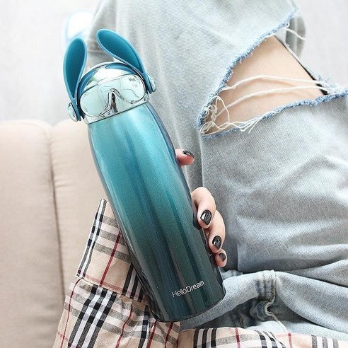 창조적 인 성격 그라디언트 절연 컵 여성 학생 귀여운 휴대용 간단한 스테인리스 컵 남성 트렌디 컵, 색깔1, 단일 컵