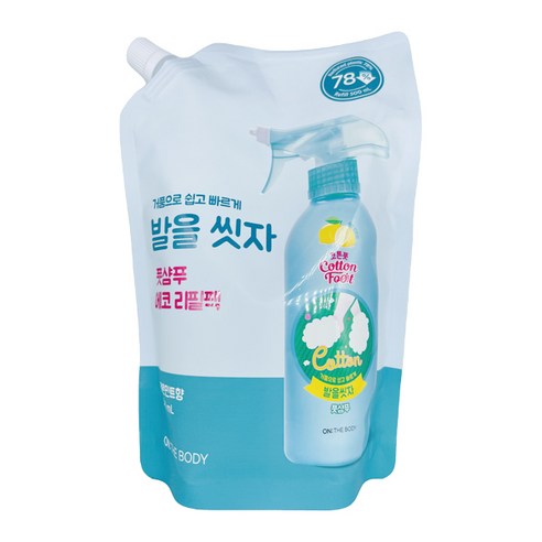 온더바디 코튼 풋 발을씻자 풋샴푸 레몬민트향 500ml(리필)  Best 5