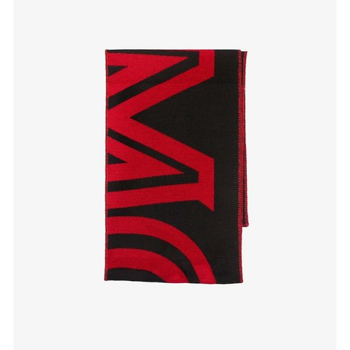 160074 0275 MCM 엠씨엠 남녀공용 블랙 레드 Milano 울 Stole Long 스카프 MEF9ADA40BK001