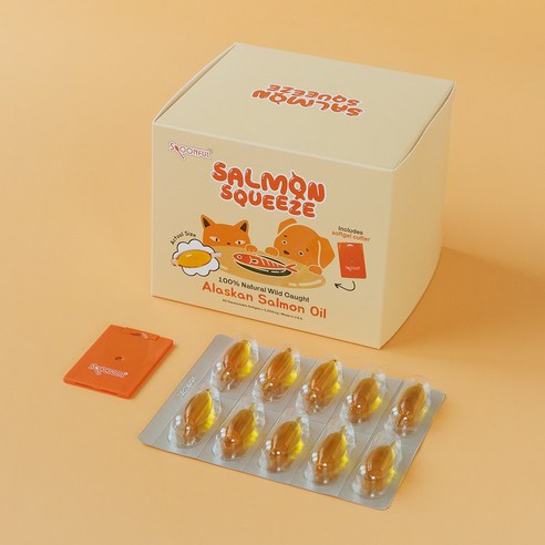 스푼풀 미국 직수입 천연 연어 오일 2200mg 강아지 고양이 오메가-3 영양제, 9개, 오메가3, 10정