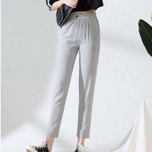데일로엔 여성 밴딩 버튼 7부 일자핏 여름 바지