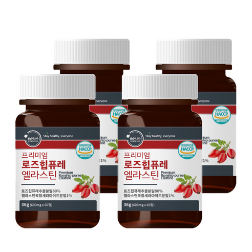 프리미엄 로즈힙 퓨레 엘라스틴 600mg 60정, 로즈힙 퓨레 엘라스틴 60정 4병
