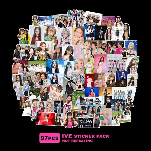 오커린 아이브 도무송 스티커 100매 IVE 굿즈 아이돌 걸그룹, IVE-STICKER-2