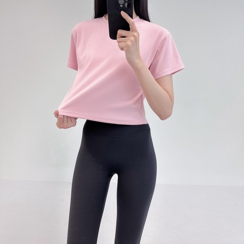 애니 크롭 반팔 필라테스 커버업