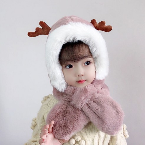 시월에인절 유아방한 겨울 털모자 아기귀달이 넥워머