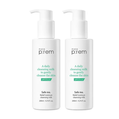 메이크프렘 세이프미 모이스처 클렌징밀크 200ml X 2 | Make p:rem Safe Me Relief Moisture Cleansing Milk, 2개