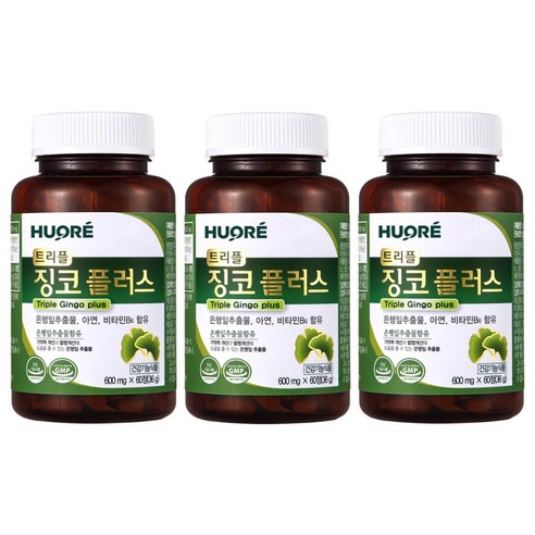 징코 은행잎추출물 징코플러스 혈액순환 혈액순환개선 기억력개선 아연 영양제 트리플징코플러스, 60정, 3개