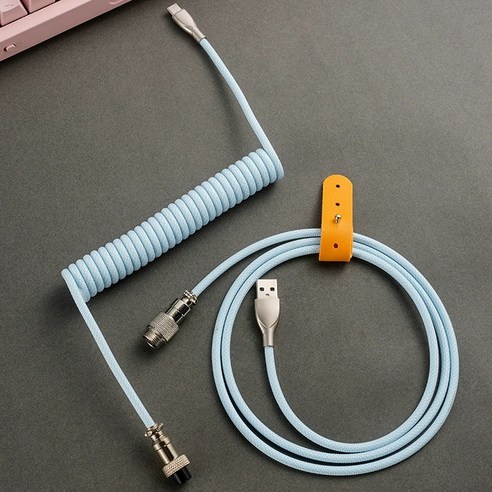 라보테 고급 항공 코일 키보드 케이블 파스텔 컬러 USB to C, 1개, 스카이블루, 1.5m