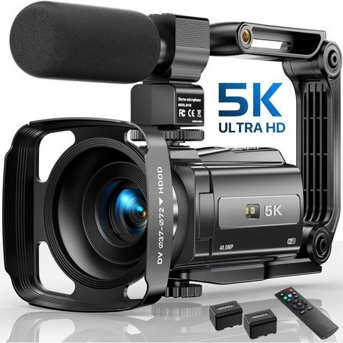 5K 비디오 카메라 캠코더 YouTube용 48MP UHD Wifi IR 16X 디지털 줌 터치 스크린, 기본