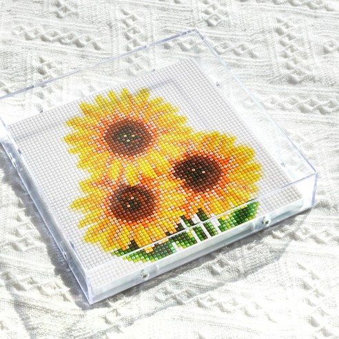 블링블링 인테리어 액자형 보석십자수 (AB+원형) 17x17cm 소품 소형 아크릴, BLAF-022 (해바라기3), 1개
