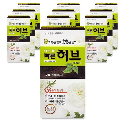 광동제약 내가그린 빠른허브 헤어칼라 염색약 2호 연한흑갈색, 10개